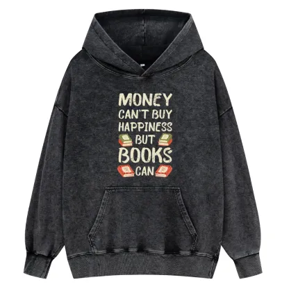 Pagewings Money Can't Buy Happiness But Books Can Unisex Washed Hoodie