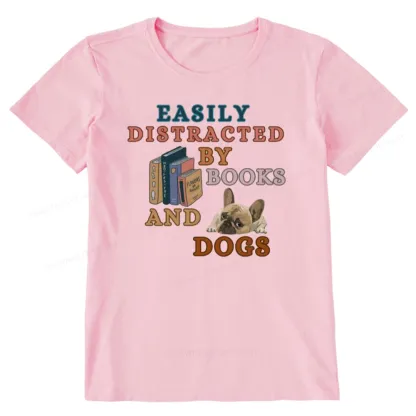 Pagewings Easily Distracted By Books And Dogs Unisex Classic T-shirt