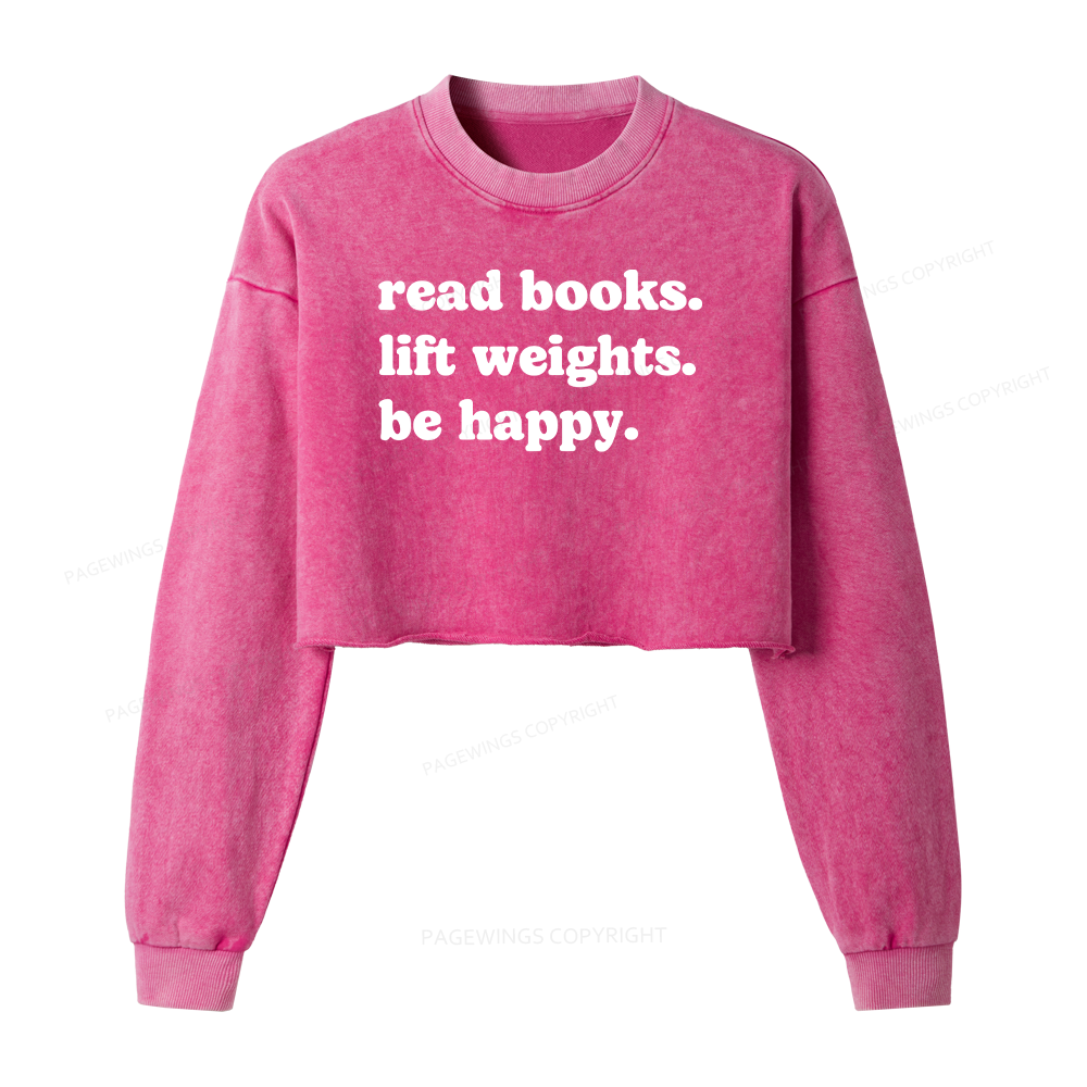 Pagewings Book Lover Gym Washed Crop Sweatshirt