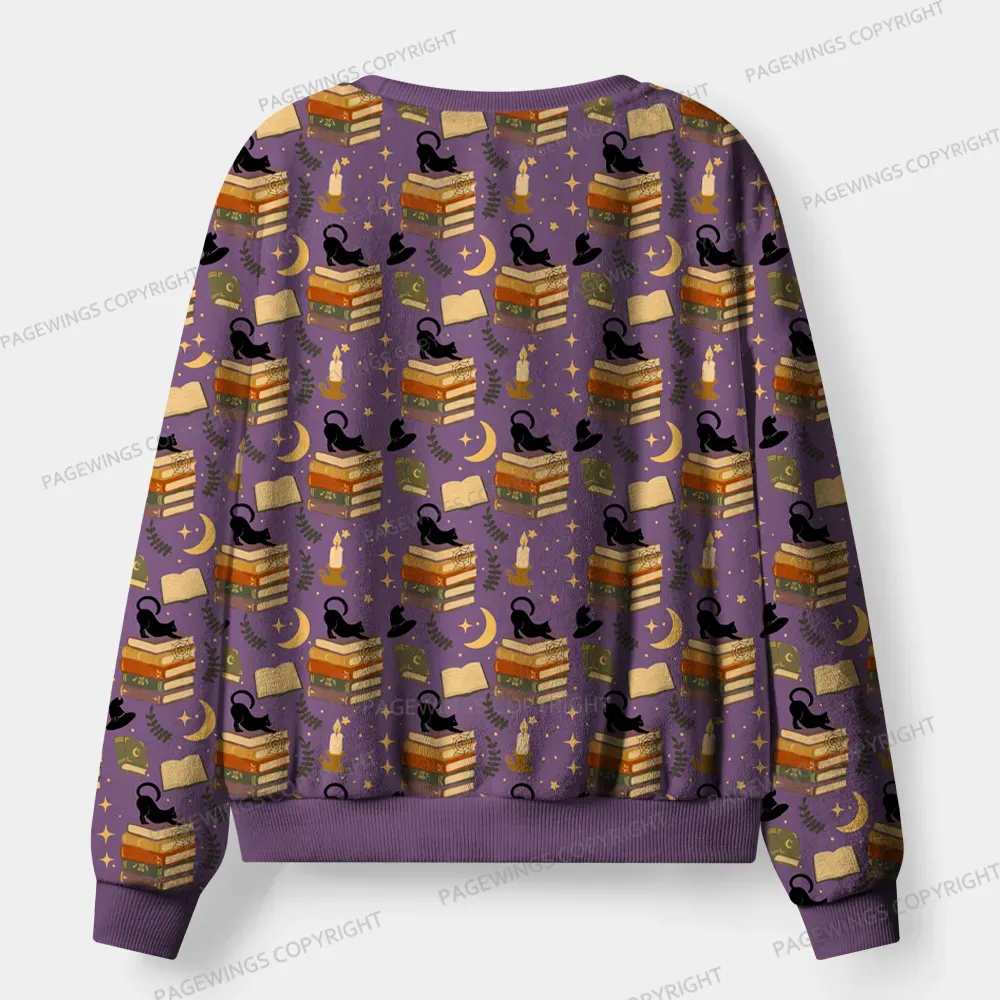 Pagewings Cats And Reading Unisex Flannel Pajama Set