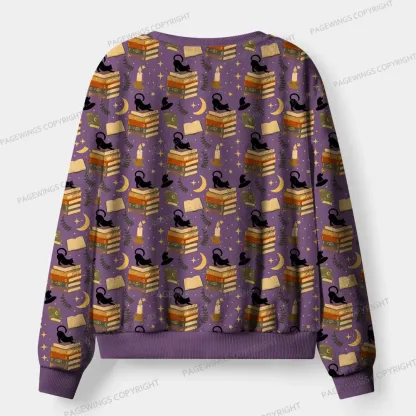 Pagewings Cats And Reading Unisex Flannel Pajama Set