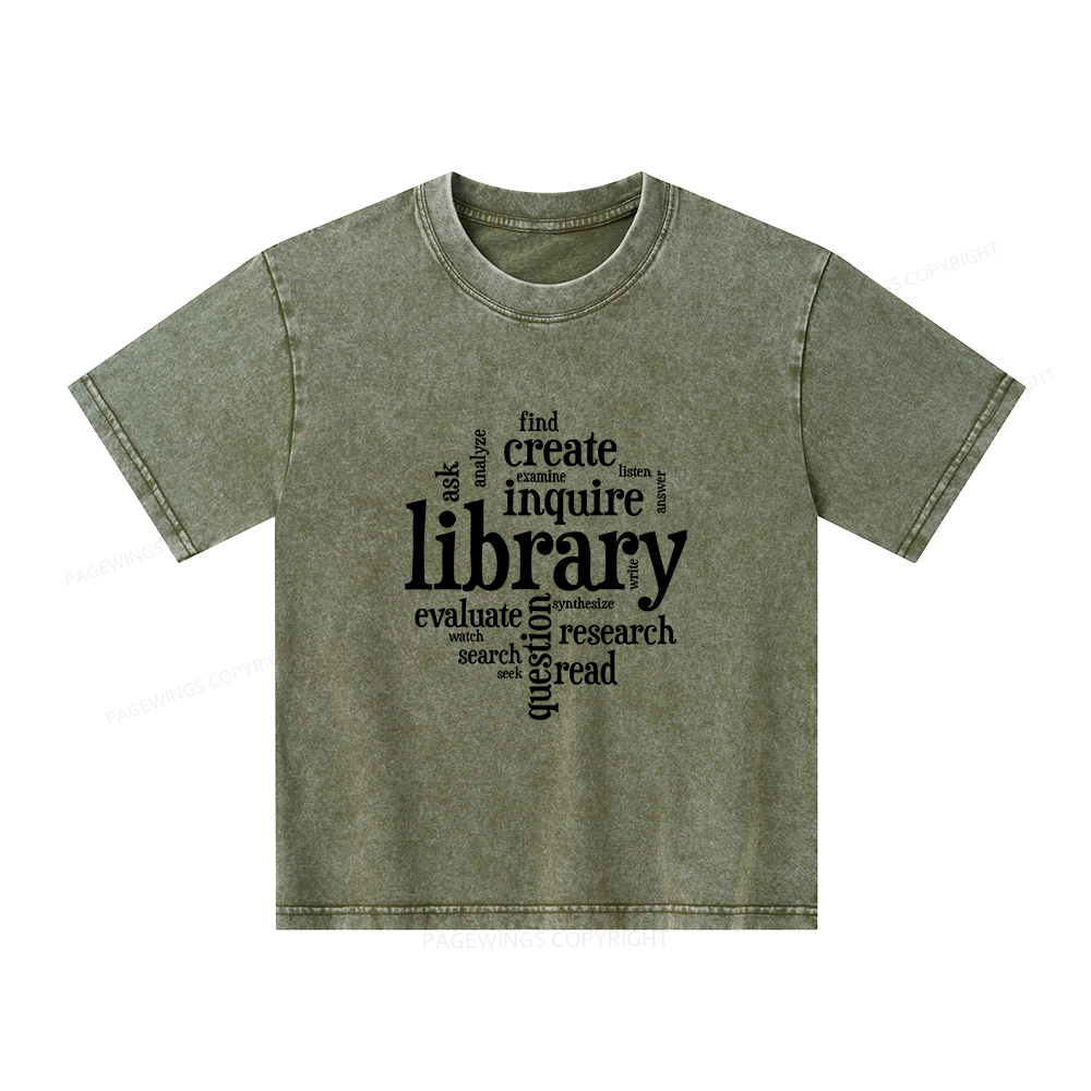 Pagewings Library Unisex Kids Washed T-shirt