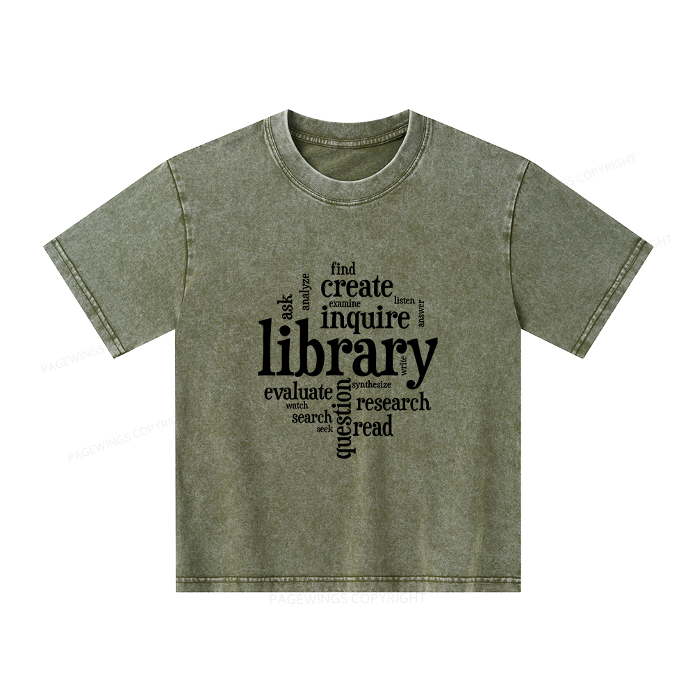 Pagewings Library Unisex Kids Washed T-shirt