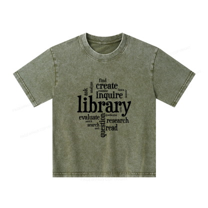 Pagewings Library Unisex Kids Washed T-shirt