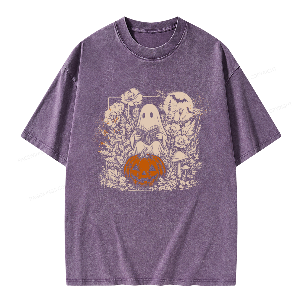 Pagewings Halloween Fall Ghost Unisex Washed T-shirt