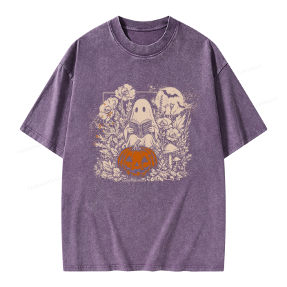 Pagewings Halloween Fall Ghost Unisex Washed T-shirt