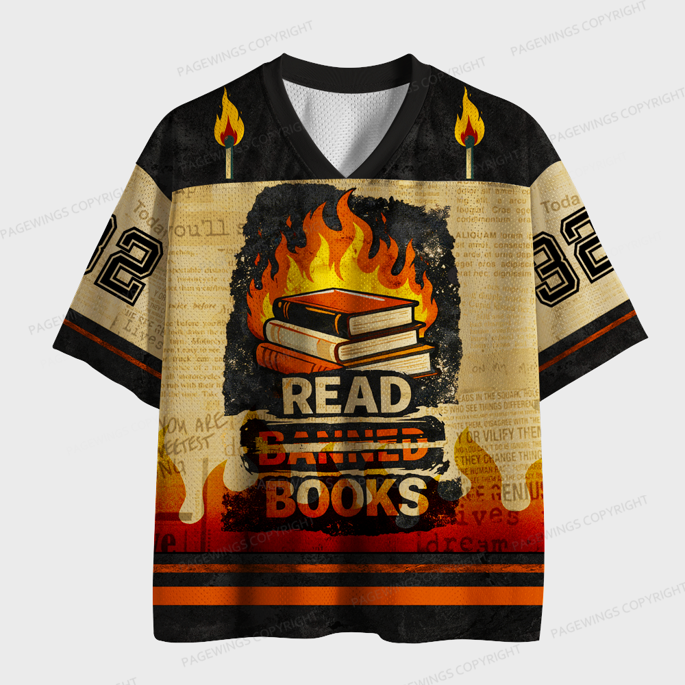 Pagewings Read Banned Books Unisex Mesh Jersey