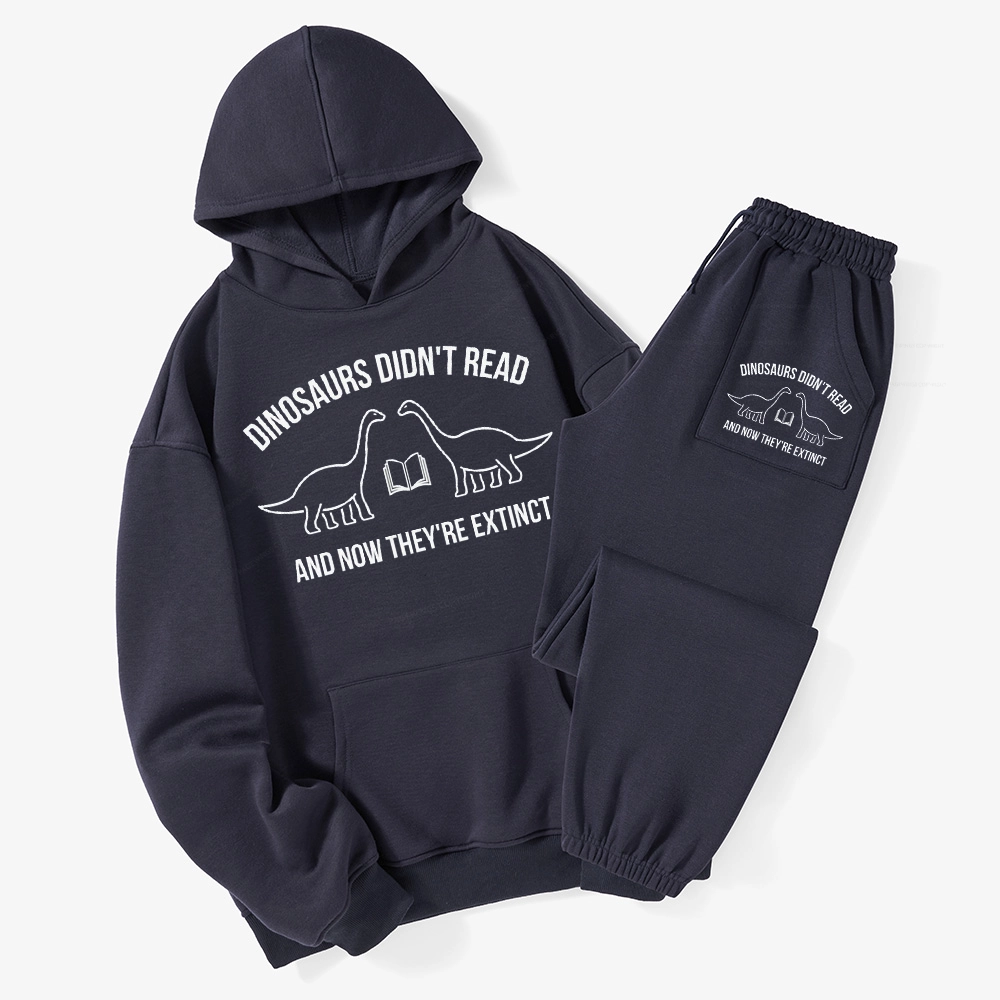 Pagewings Dinosaurs Didn't Read Unisex Fleece Hoodie Set
