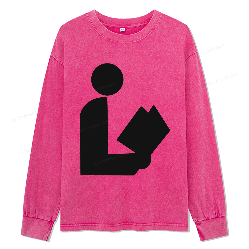 Pagewings National Library Symbol Unisex Washed Long Sleeve T-shirt