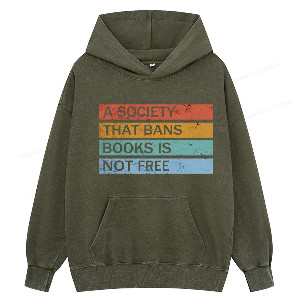 Pagewing Banned Books Shirt, Read Banned Books Unisex Washed Hoodie
