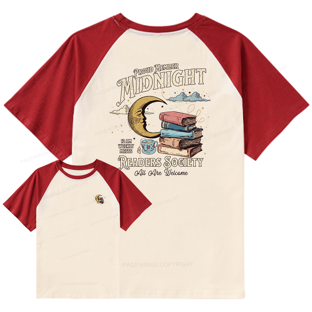 Pagewings Midnight Readers Society Raglan T-shirt