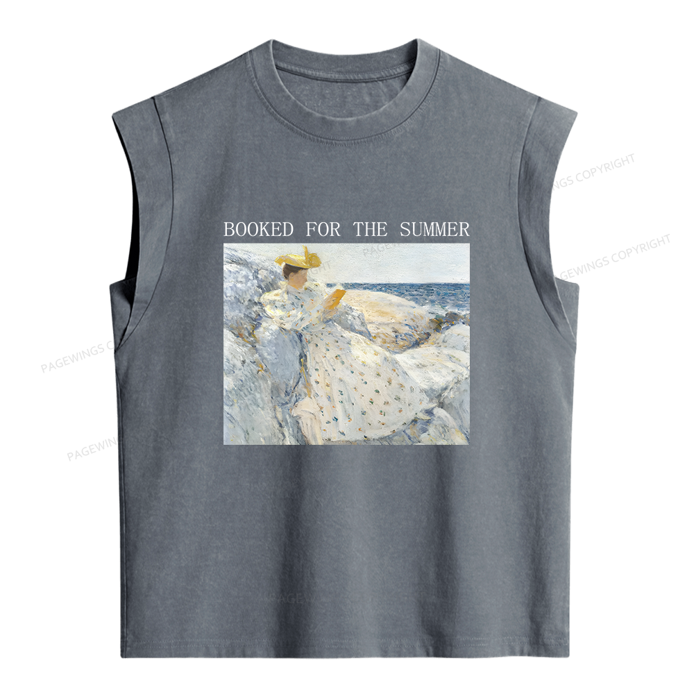 Pagewings Booked For The Summer Women's Washed Tank Top