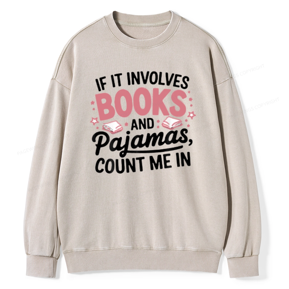 Pagewing Lover Funny Book Reading Unisex Washed Sweatshirt