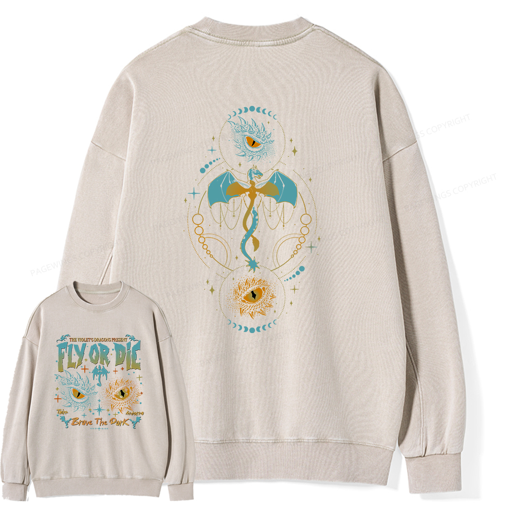 Pagewings Fly Or Die Unisex Washed Sweatshirt