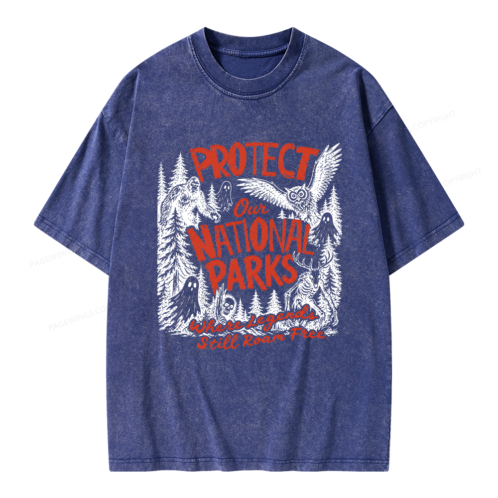 Pagewings Protect National Parks Unisex Washed T-shirt