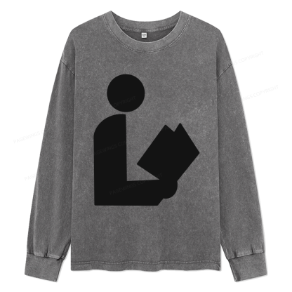 Pagewings National Library Symbol Unisex Washed Long Sleeve T-shirt