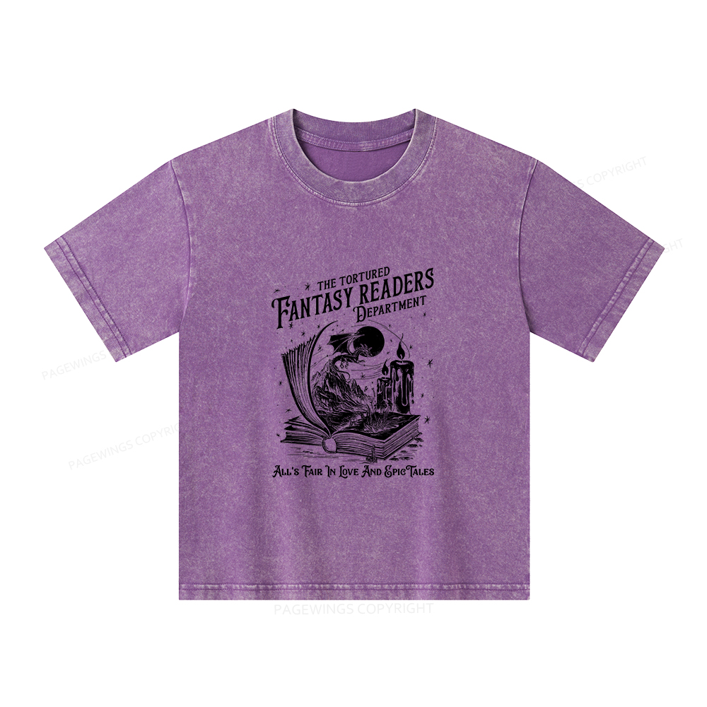 Pagewings The Tortured Fantasy Readers Department Unisex Kids Washed T-shirt