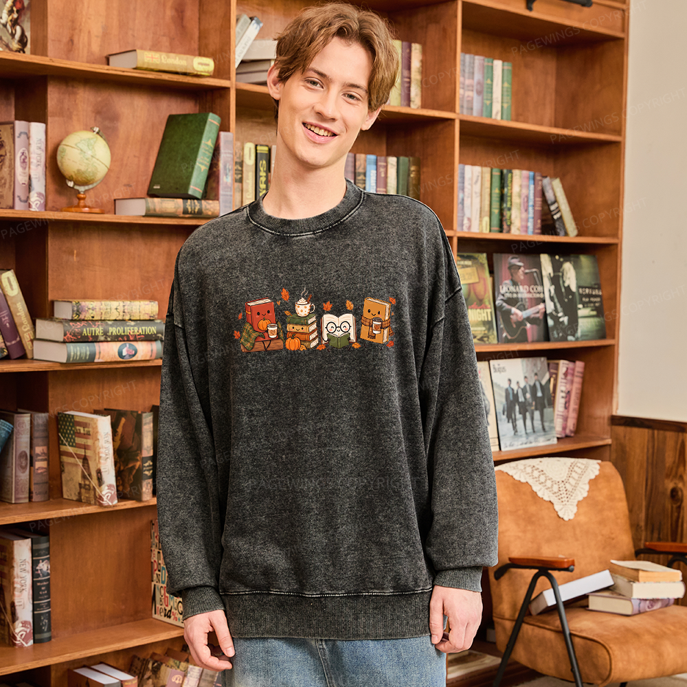 Pagewings Cozy Book Lover Unisex Washed Sweatshirt