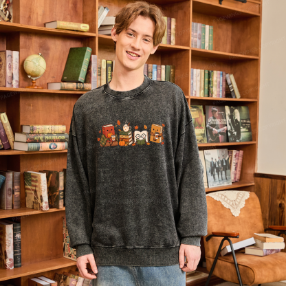 Pagewings Cozy Book Lover Unisex Washed Sweatshirt