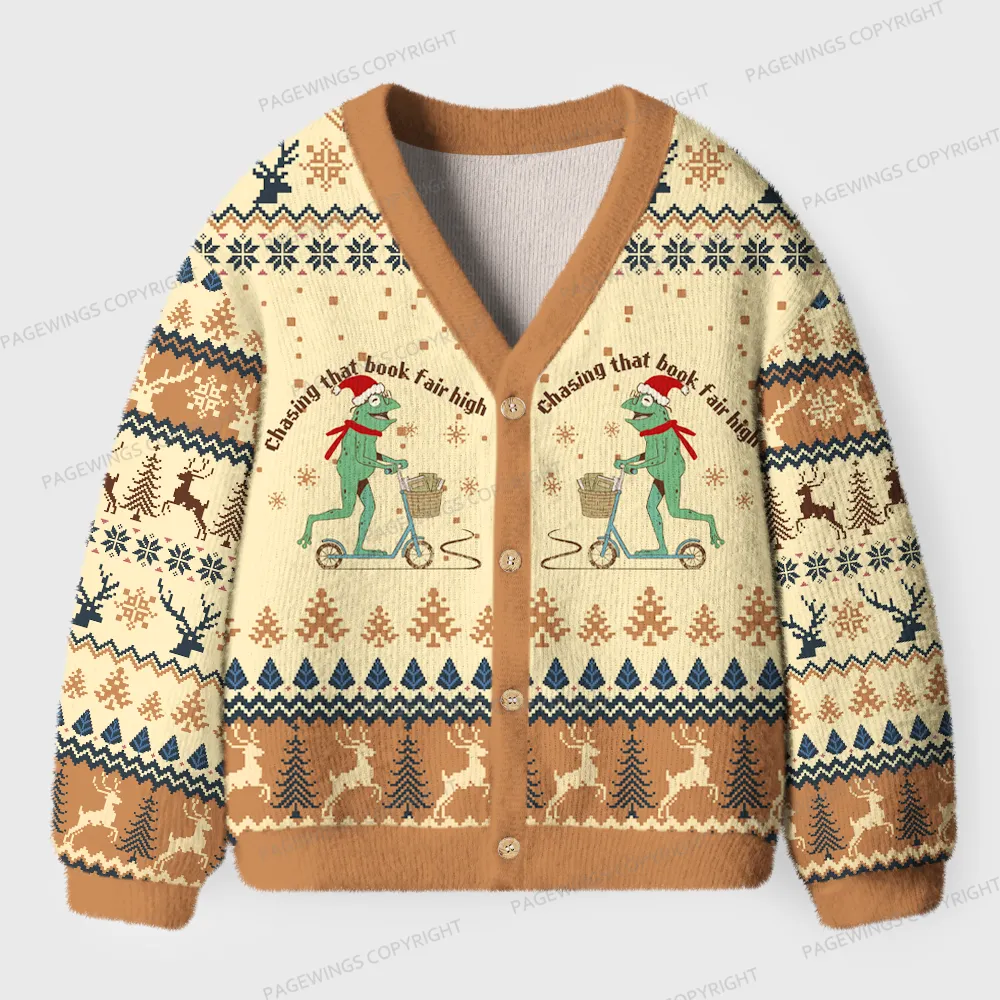 Pagewings Don’t Look For Logic In Breaking That Book Unisex Ugly Cardigan Sweaters