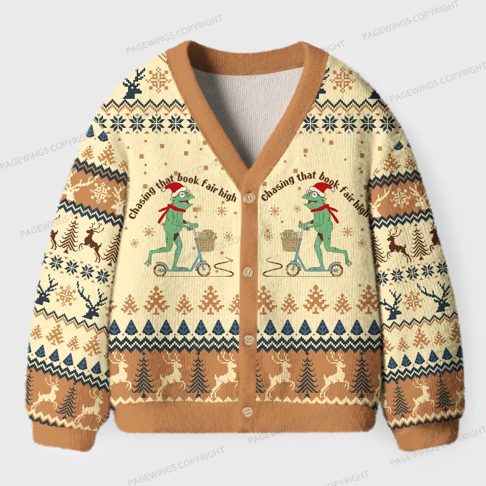 Pagewings Don’t Look For Logic In Breaking That Book Unisex Ugly Cardigan Sweaters