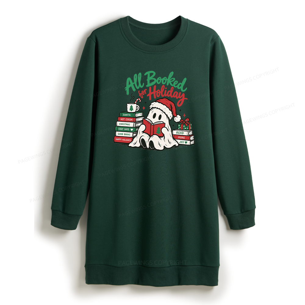 Pagewings Christmas Ghost Reading Sweatshirt Dress