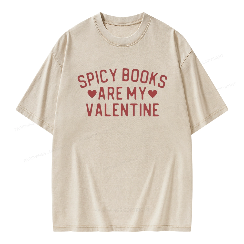 Pagewings Spicy Books Are My Valentine Unisex Washed T-shirt