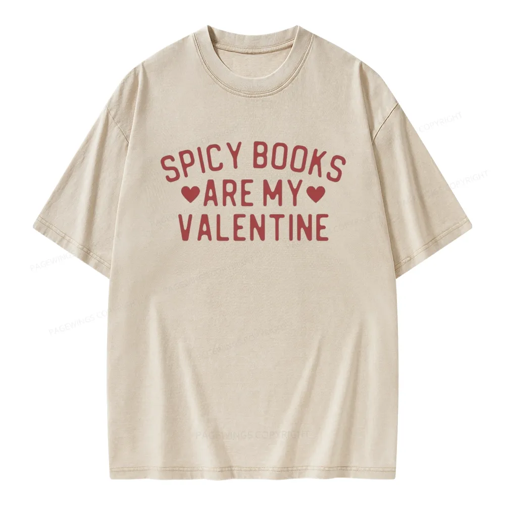 Pagewings Spicy Books Are My Valentine Unisex Washed T-shirt