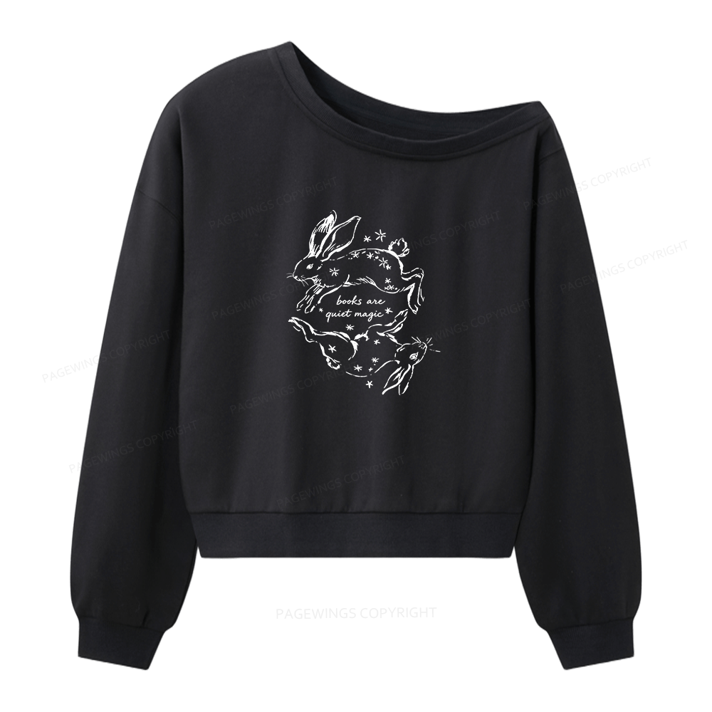 Pagewings Books Are Quiet Magic Women Off Shoulder Sweatshirt