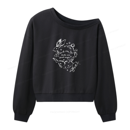 Pagewings Books Are Quiet Magic Women Off Shoulder Sweatshirt