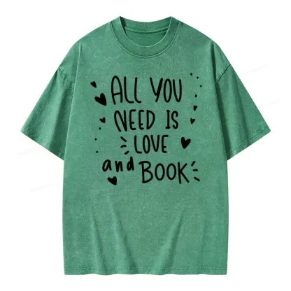Pagewing All You Need Is Love And Book Unisex Washed T-shirt