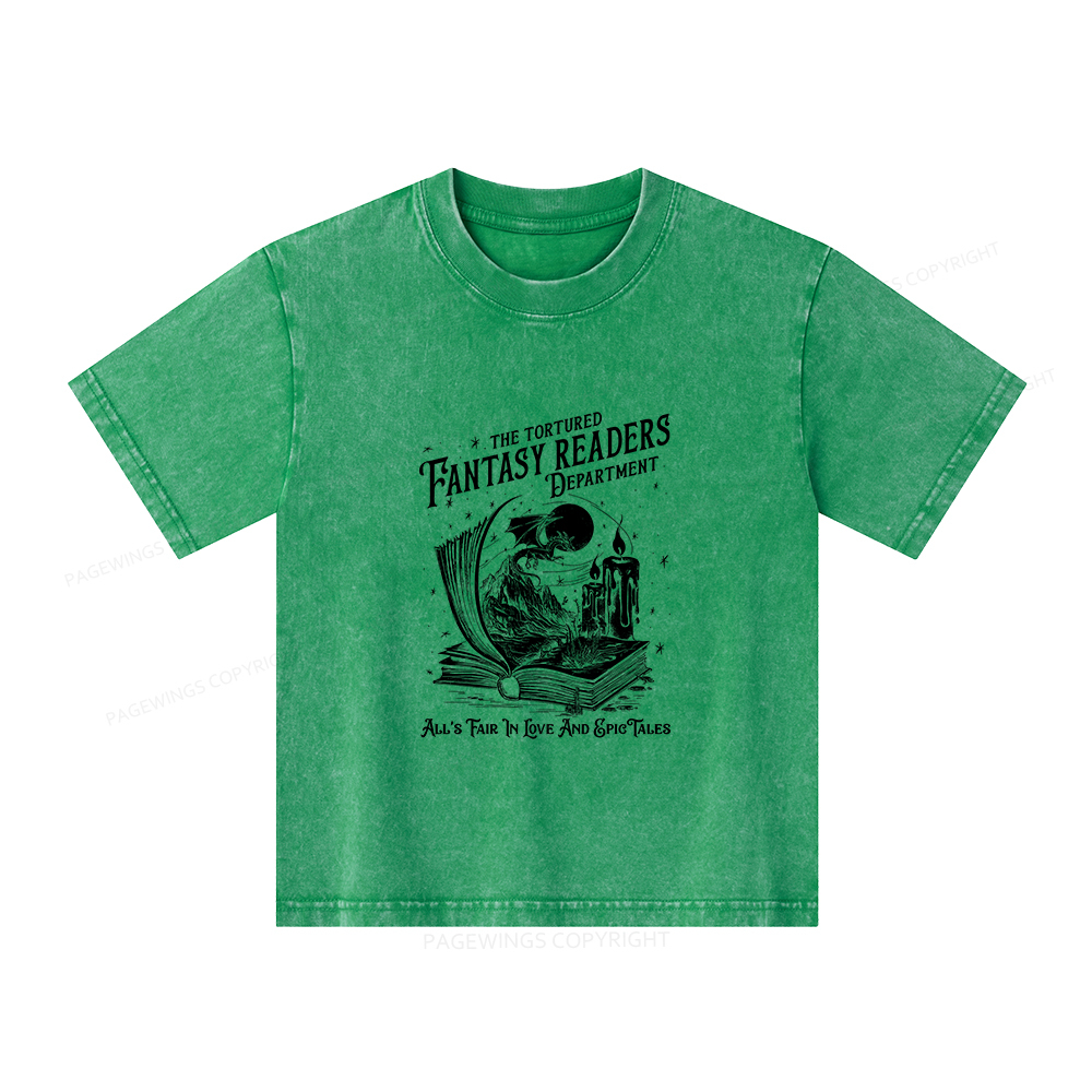 Pagewings The Tortured Fantasy Readers Department Unisex Kids Washed T-shirt