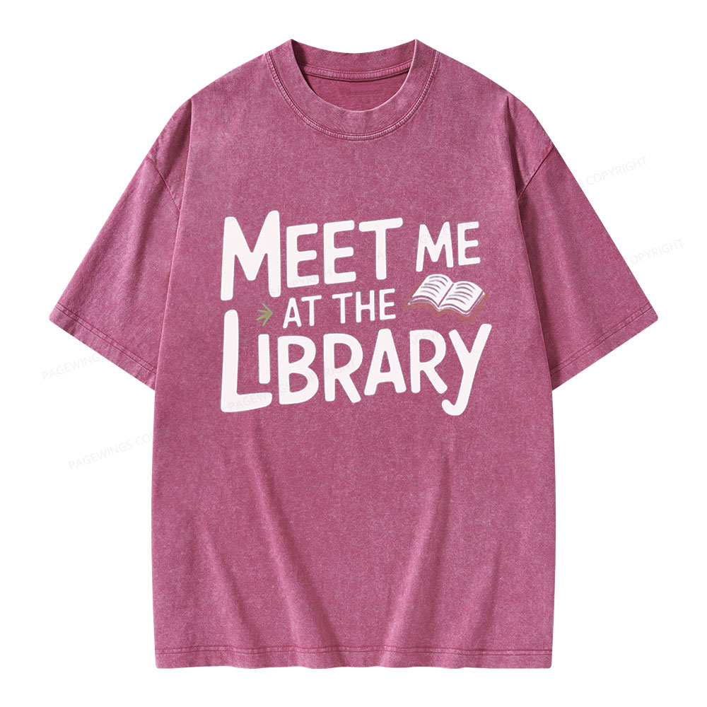 Pagewings Meet Me At The Library  Unisex Washed T-shirt
