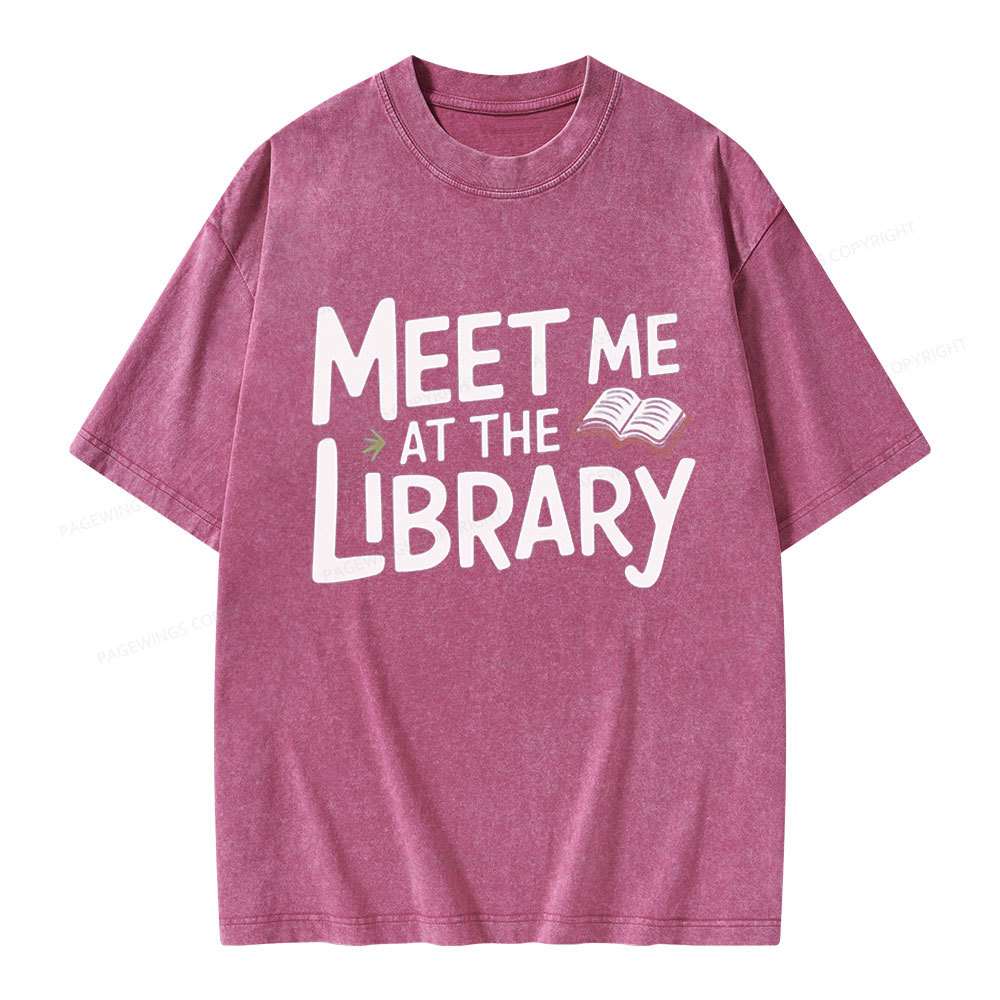 Pagewings Meet Me At The Library Unisex Washed T-shirt