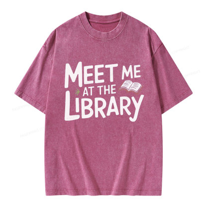 Pagewings Meet Me At The Library  Unisex Washed T-shirt
