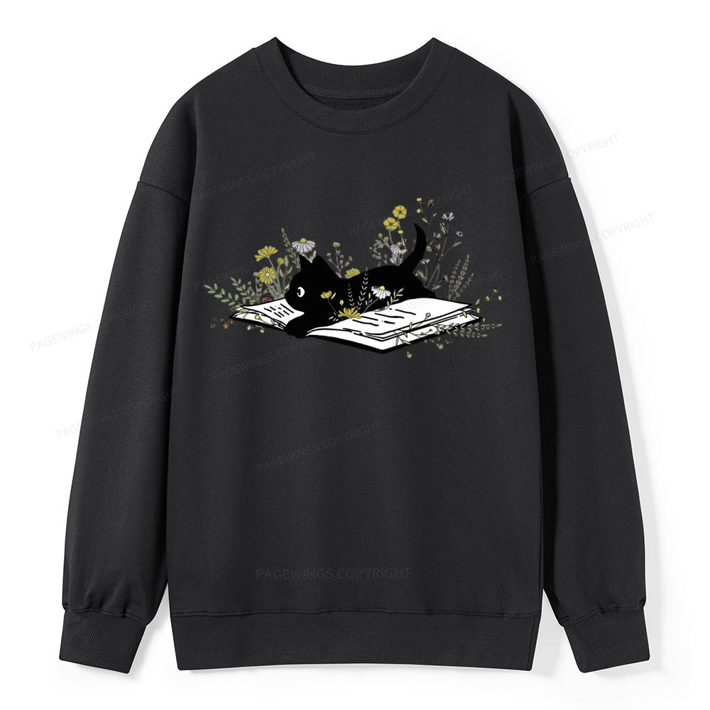 Pagewings Cute Book Cat Unisex Classic Sweatshirt