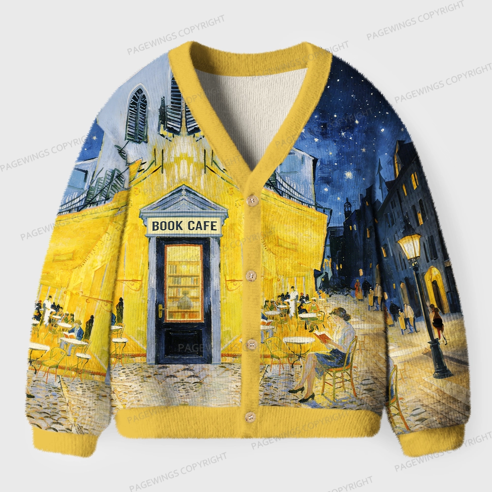 Pagewings Book Cafe Unisex Ugly Cardigan Sweaters