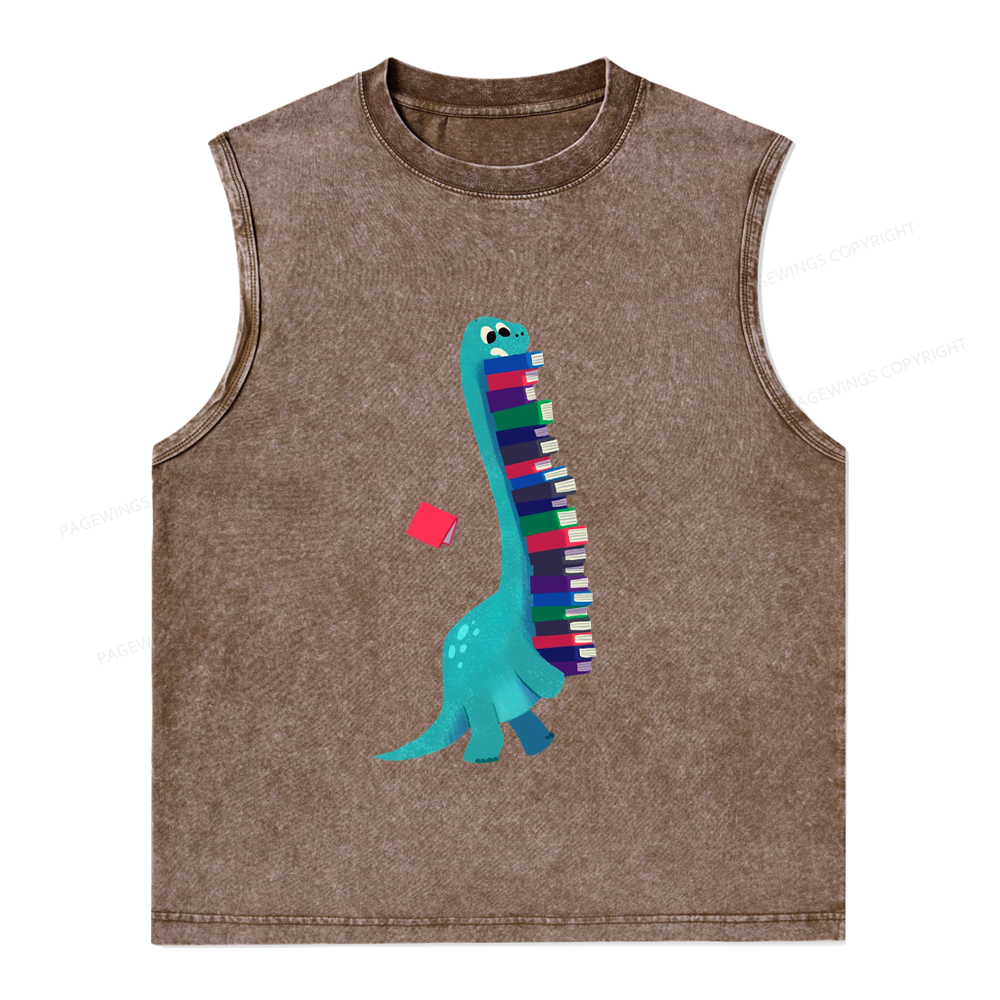 Pagewings Book Dinosaurs Unisex Washed Tank Top