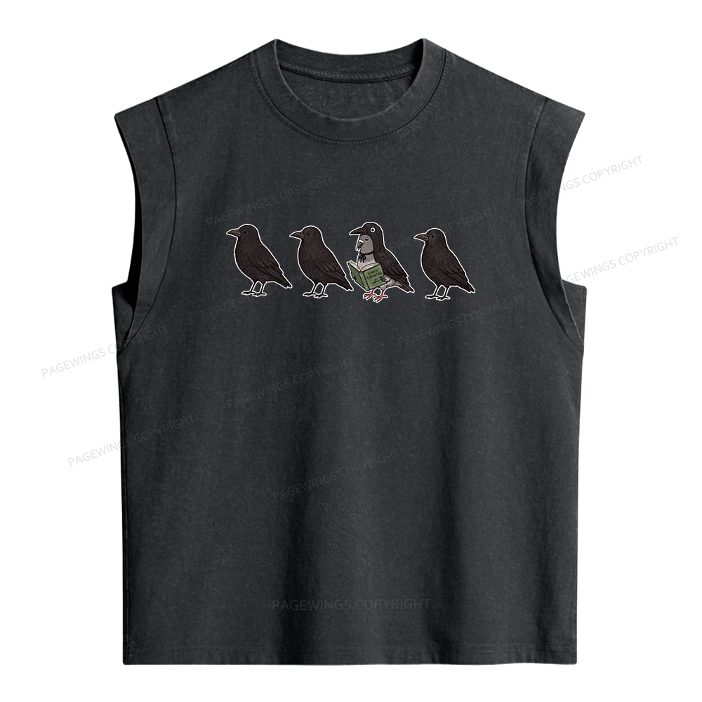 Pagewings Funny Crow Women's Washed Tank Top