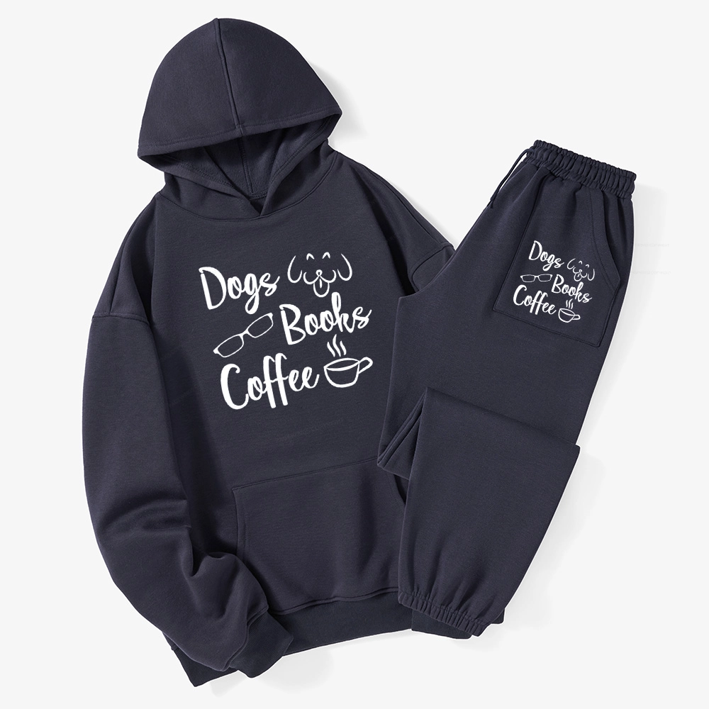 Pagewings Dogs Books Coffee Unisex Fleece Hoodie Set