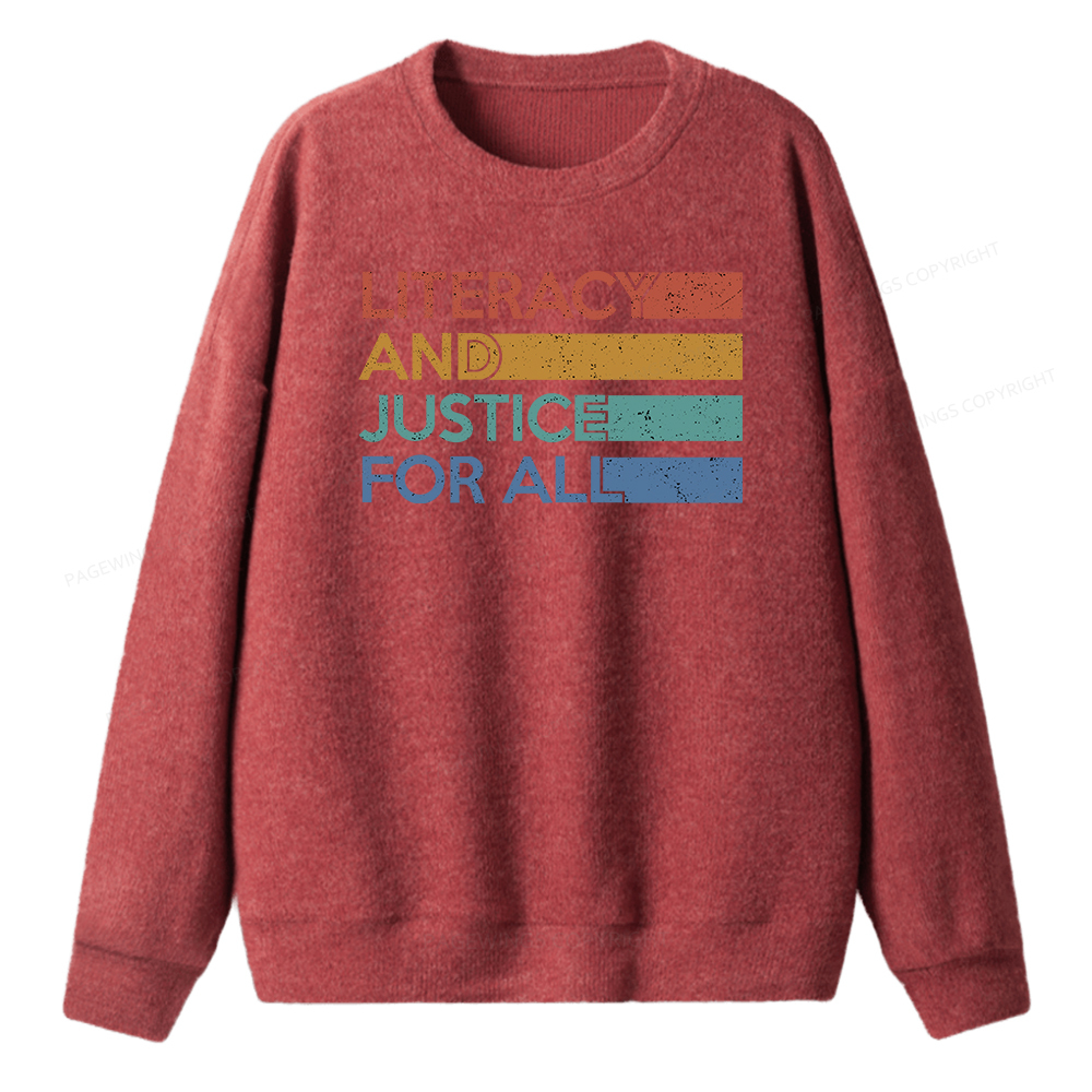 Pagewings Literacy and Justice For All Unisex Knit Sweatshirt