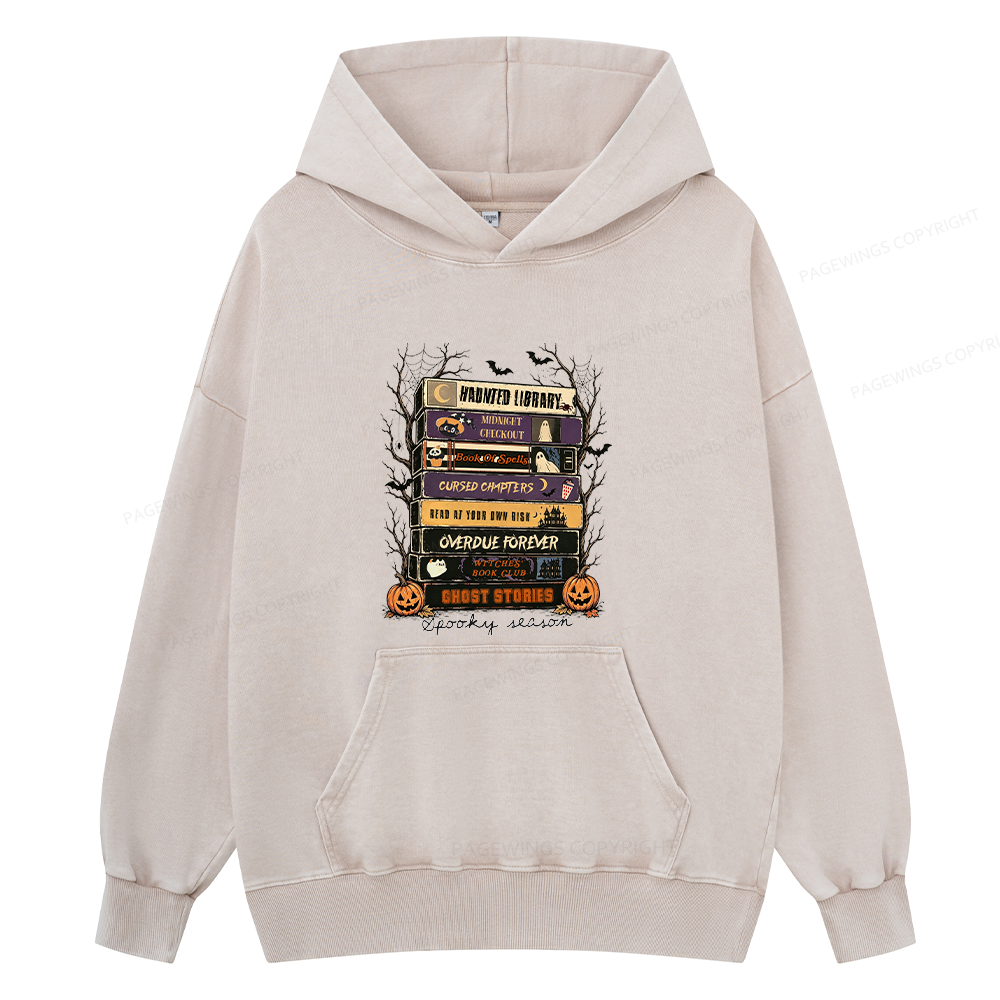 Pagewings Vintage Halloween Unisex Washed Hoodie