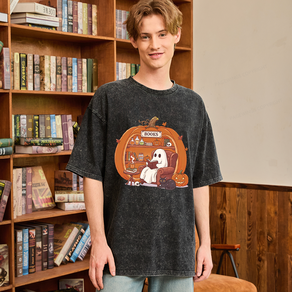 Pagewings Reading Ghost Unisex Washed T-shirt