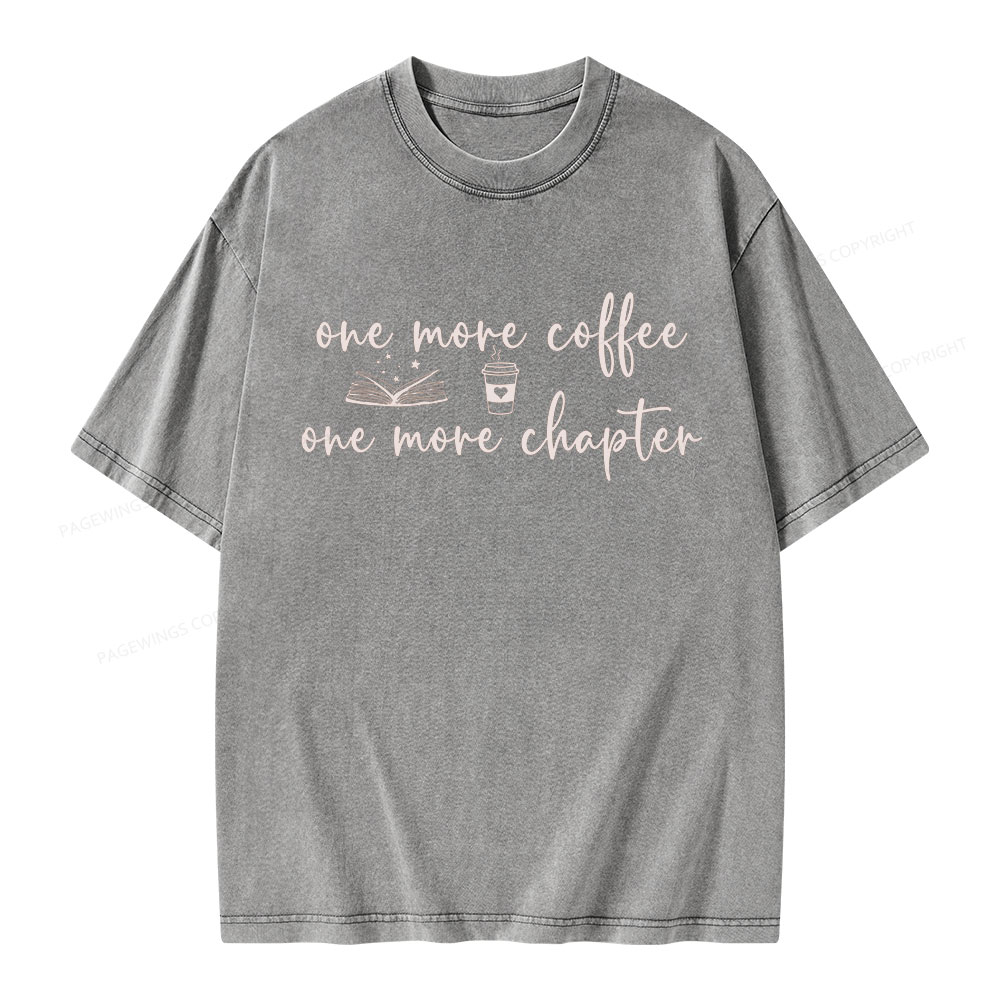 Pagewing Just One More Coffee and Books Unisex Washed T-shirt