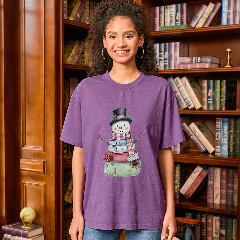 Pagewings Snowman Book Unisex Washed T-shirt