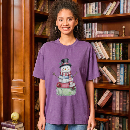Pagewings Snowman Book Unisex Washed T-shirt