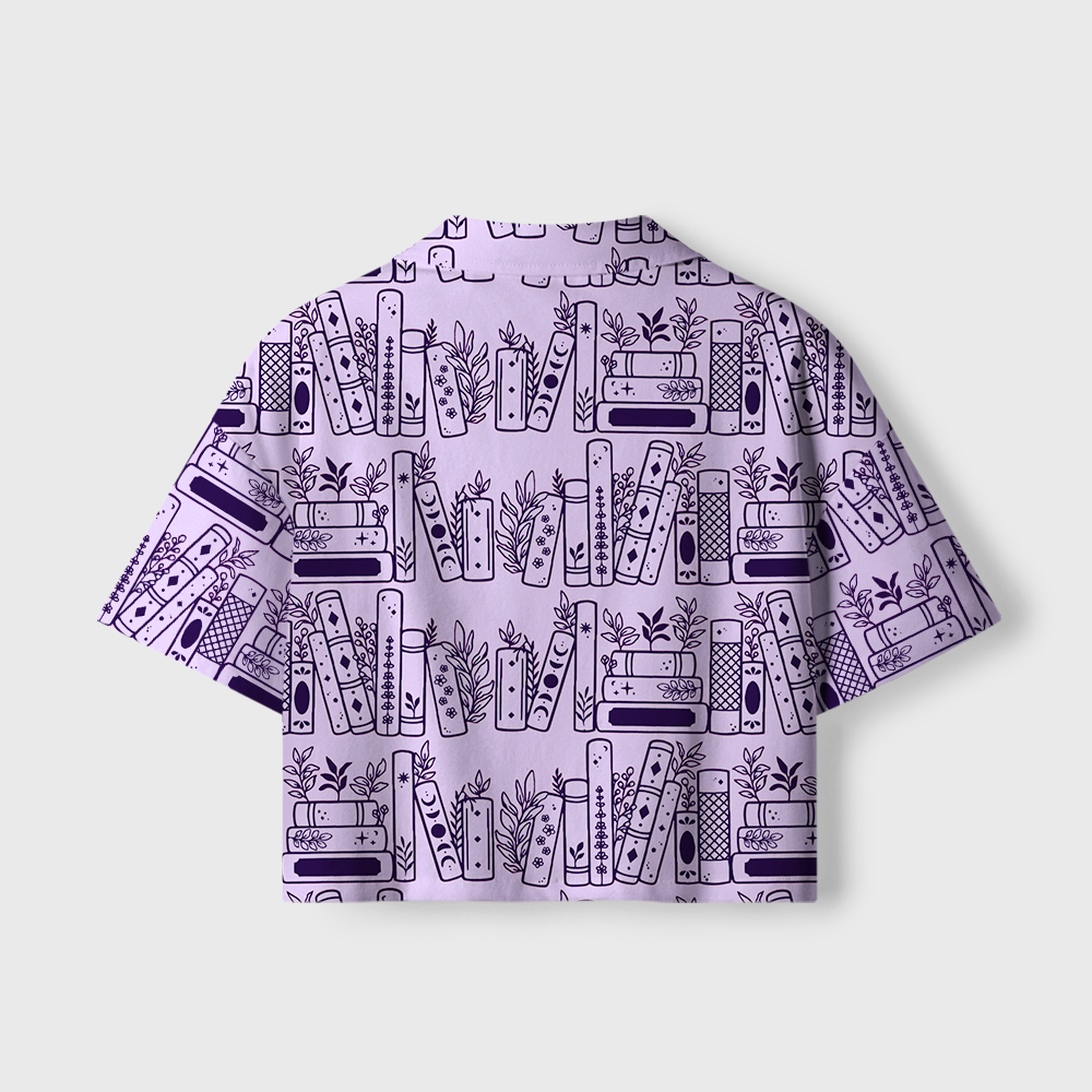 Pagewings Book Lover Camp Collar Women's Camp Shirt
