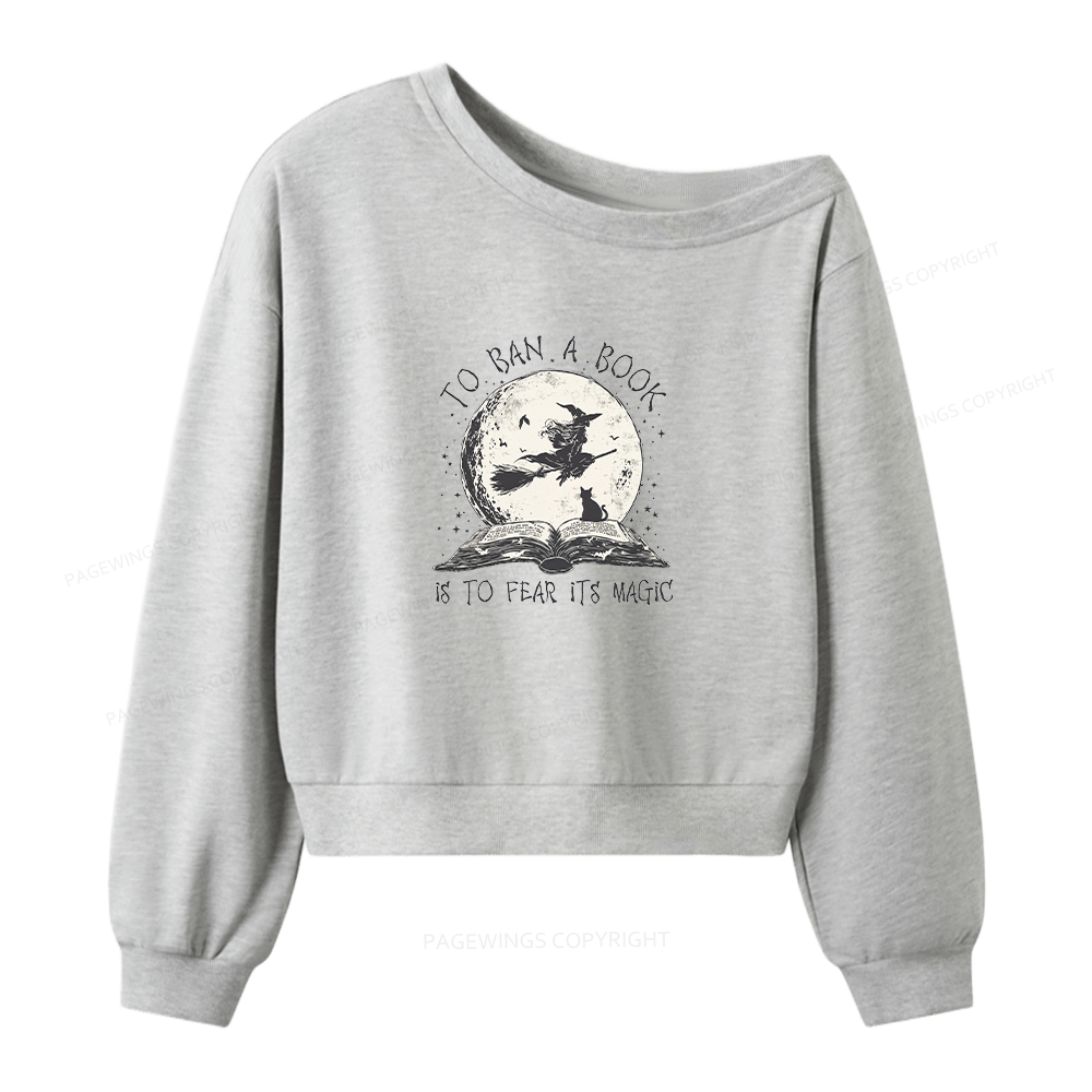 Pagewings Halloween Witch Book Women Off Shoulder Sweatshirt