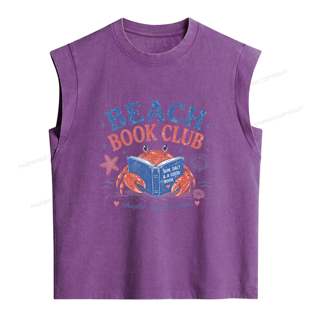 Pagewings Beach Book Club Women's Washed Tank Top