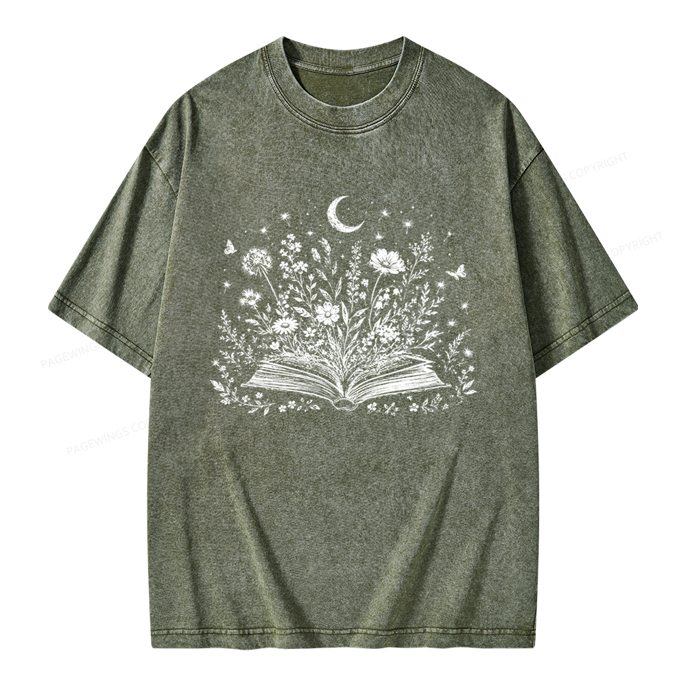 Pagewings Wildflower Book Unisex Washed T-shirt